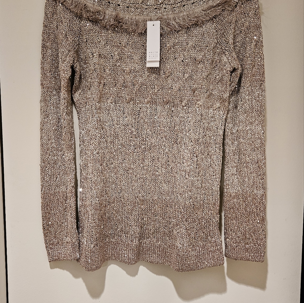 White House Black Market, Gold shimmerey sweater. Very classy and elegant. Small